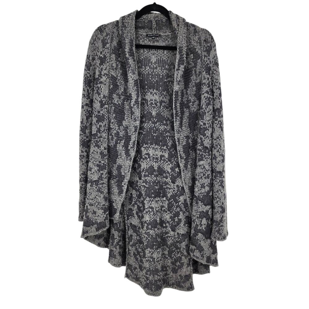 Eileen Fisher System Drape Front Open Long Shawl Collar Sweater Size XS